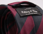 Holliday & Brown for Cruciani & Bella 100% Silk Jacquard  Regimental "Brigade of Guards" Blue Black and Wine stripes tie Handmade in Italy 8 cm x 150 cm #5113