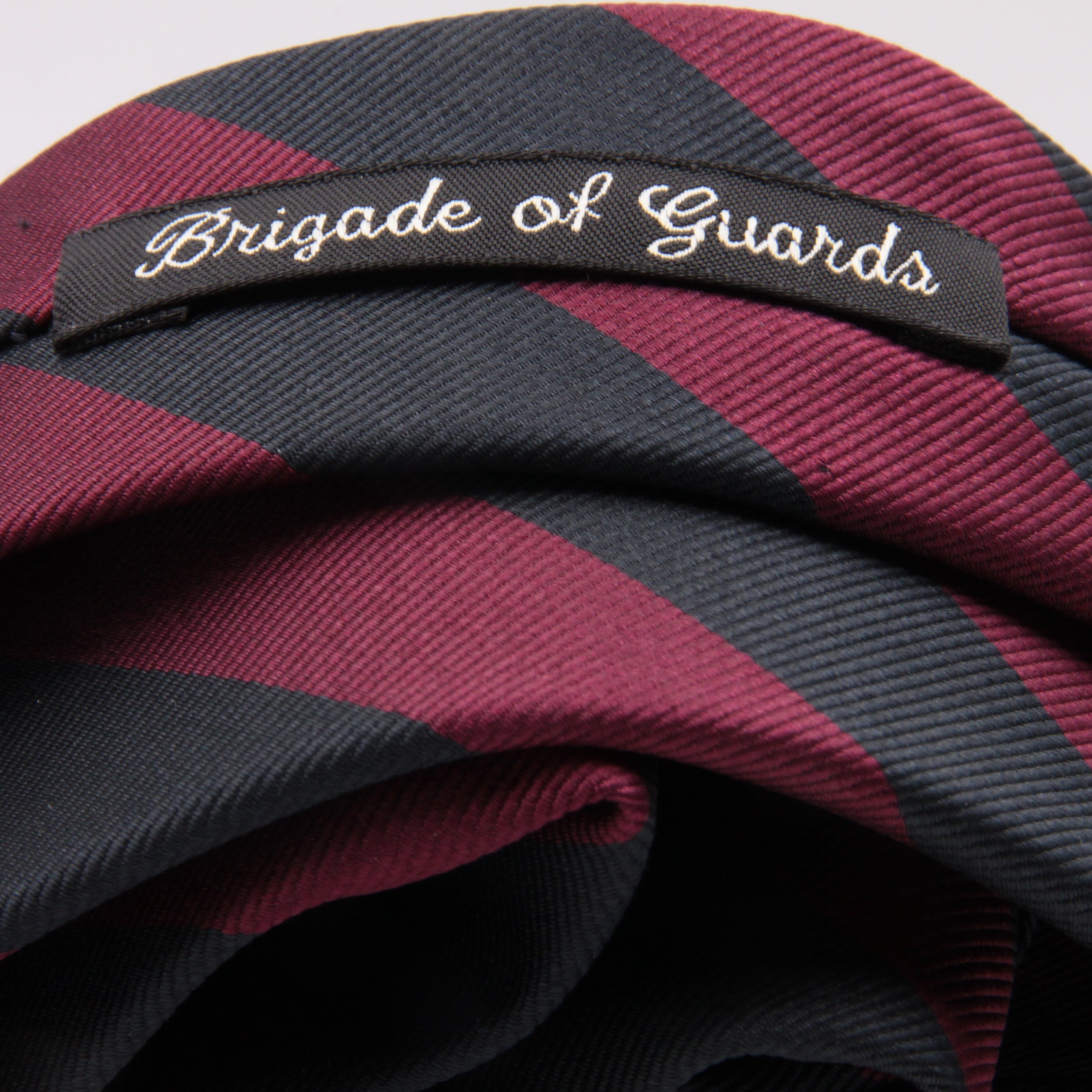 Holliday & Brown for Cruciani & Bella 100% Silk Jacquard  Regimental "Brigade of Guards" Blue Black and Wine stripes tie Handmade in Italy 8 cm x 150 cm #5113