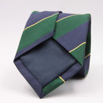 Holliday & Brown for Cruciani & Bella 100% Silk Jacquard  Regimental "Royal Highland Fusiliers" Blue, Green and Yellow stripes tie Handmade in Italy 8 cm x 150 cm #5114