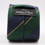 Holliday & Brown for Cruciani & Bella 100% Silk Jacquard  Regimental "Royal Highland Fusiliers" Blue, Green and Yellow stripes tie Handmade in Italy 8 cm x 150 cm #5114