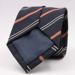 Holliday & Brown for Cruciani & Bella 100% Silk Jacquard  Regimental "Est and West Surrey Regiment Amalgamated" Blue, Olive, Red and White stripes tie Handmade in Italy 8 cm x 150 cm #5115