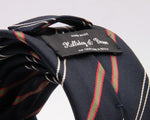 Holliday & Brown for Cruciani & Bella 100% Silk Jacquard  Regimental "Est and West Surrey Regiment Amalgamated" Blue, Olive, Red and White stripes tie Handmade in Italy 8 cm x 150 cm #5115