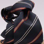 Holliday & Brown for Cruciani & Bella 100% Silk Jacquard  Regimental "Est and West Surrey Regiment Amalgamated" Blue, Olive, Red and White stripes tie Handmade in Italy 8 cm x 150 cm #5115