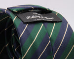 Holliday & Brown for Cruciani & Bella 100% Silk Jacquard  Regimental "5th Lancers" Blue, Green and Yellow stripes tie Handmade in Italy 8 cm x 150 cm #5118