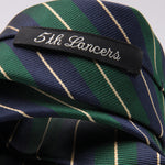 Holliday & Brown for Cruciani & Bella 100% Silk Jacquard  Regimental "5th Lancers" Blue, Green and Yellow stripes tie Handmade in Italy 8 cm x 150 cm #5118