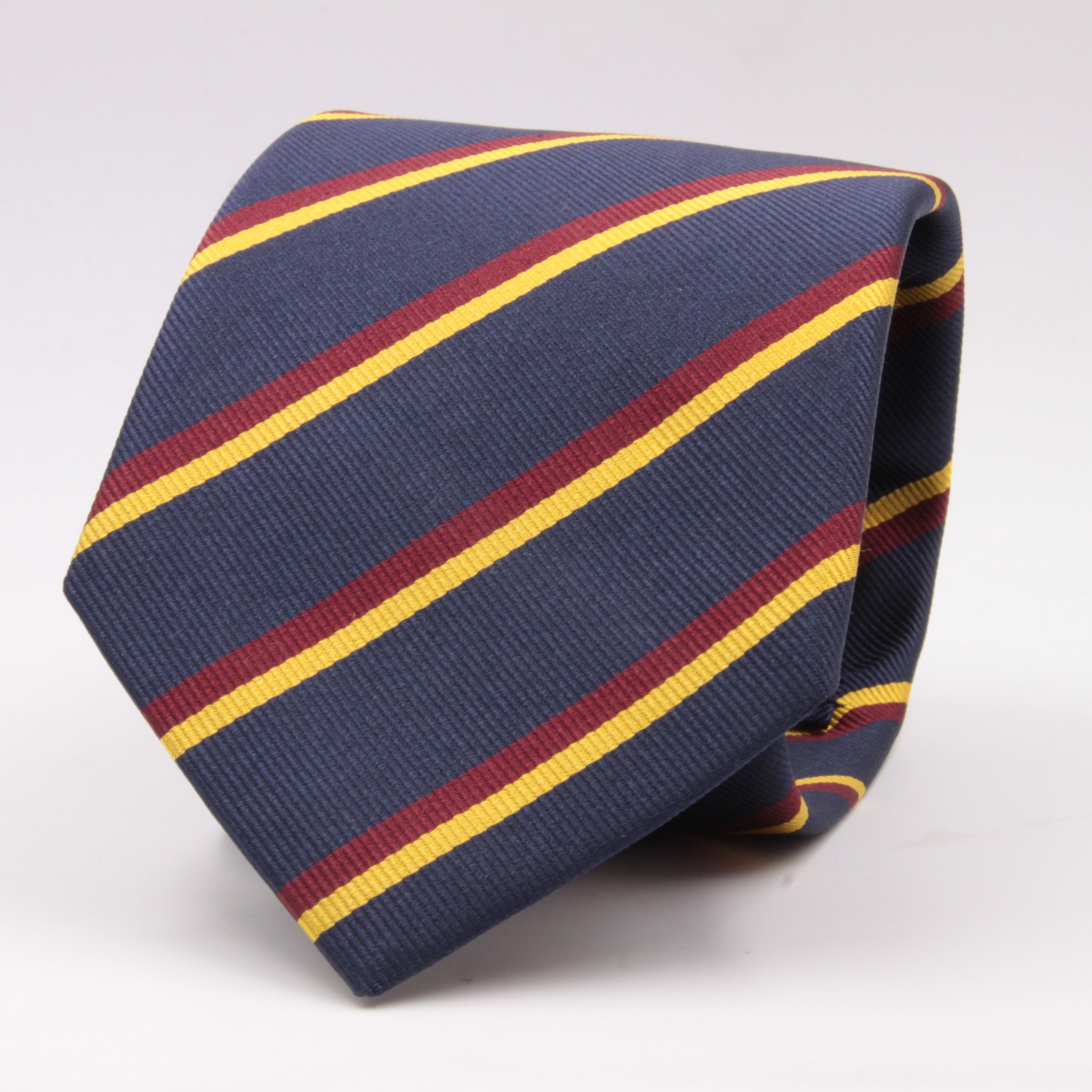 Holliday & Brown for Cruciani & Bella 100% Silk Jacquard  Regimental "Old Bridlington" Blue, Red and Yellow stripes tie Handmade in Italy 8 cm x 150 cm #5119
