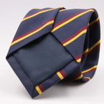 Holliday & Brown for Cruciani & Bella 100% Silk Jacquard  Regimental "Old Bridlington" Blue, Red and Yellow stripes tie Handmade in Italy 8 cm x 150 cm #5119