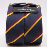 Holliday & Brown for Cruciani & Bella 100% Silk Jacquard  Regimental "Old Bridlington" Blue, Red and Yellow stripes tie Handmade in Italy 8 cm x 150 cm #5119