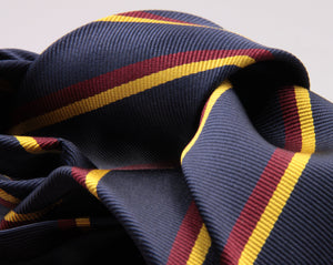 Holliday & Brown for Cruciani & Bella 100% Silk Jacquard  Regimental "Old Bridlington" Blue, Red and Yellow stripes tie Handmade in Italy 8 cm x 150 cm #5119
