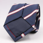 Holliday & Brown for Cruciani & Bella 100% Silk Jacquard  Regimental "Old Rossalians" Blue, White and Red stripes tie Handmade in Italy 8 cm x 150 cm #5120
