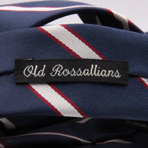 Holliday & Brown for Cruciani & Bella 100% Silk Jacquard  Regimental "Old Rossalians" Blue, White and Red stripes tie Handmade in Italy 8 cm x 150 cm #5120