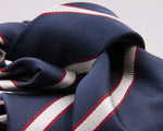 Holliday & Brown for Cruciani & Bella 100% Silk Jacquard  Regimental "Old Rossalians" Blue, White and Red stripes tie Handmade in Italy 8 cm x 150 cm #5120