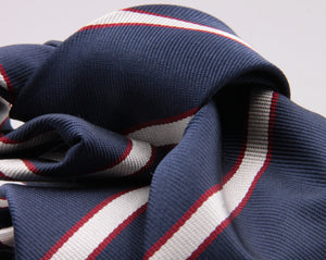 Holliday & Brown for Cruciani & Bella 100% Silk Jacquard  Regimental "Old Rossalians" Blue, White and Red stripes tie Handmade in Italy 8 cm x 150 cm #5120