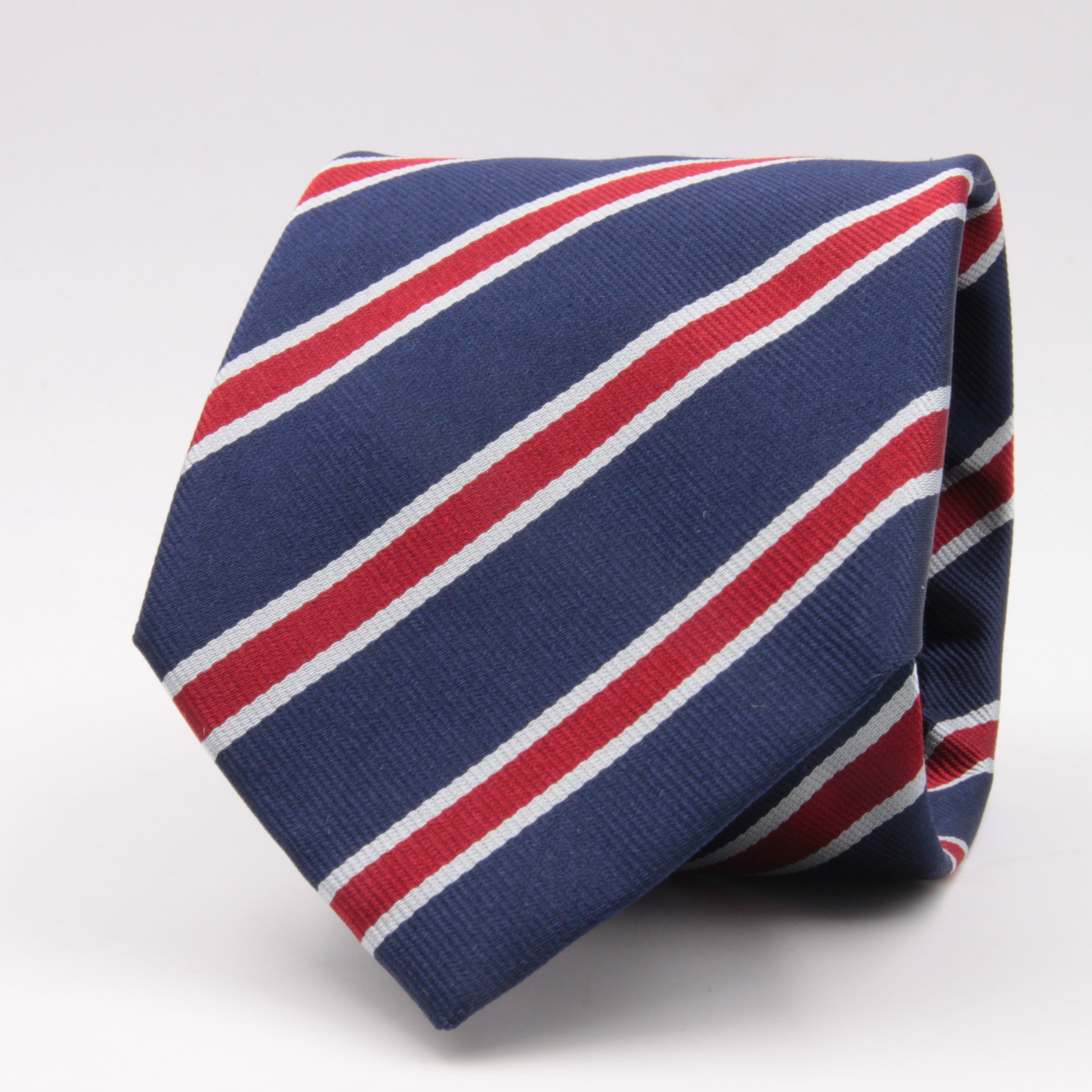 Holliday & Brown for Cruciani & Bella 100% Silk Jacquard  Regimental "Old Brightonians" Blue, Red and white stripes tie Handmade in Italy 8 cm x 150 cm #5121