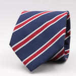 Holliday & Brown for Cruciani & Bella 100% Silk Jacquard  Regimental "Old Brightonians" Blue, Red and white stripes tie Handmade in Italy 8 cm x 150 cm #5121