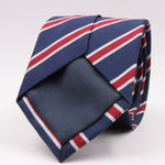 Holliday & Brown for Cruciani & Bella 100% Silk Jacquard  Regimental "Old Brightonians" Blue, Red and white stripes tie Handmade in Italy 8 cm x 150 cm #5121