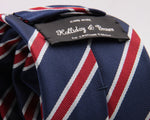 Holliday & Brown for Cruciani & Bella 100% Silk Jacquard  Regimental "Old Brightonians" Blue, Red and white stripes tie Handmade in Italy 8 cm x 150 cm #5121