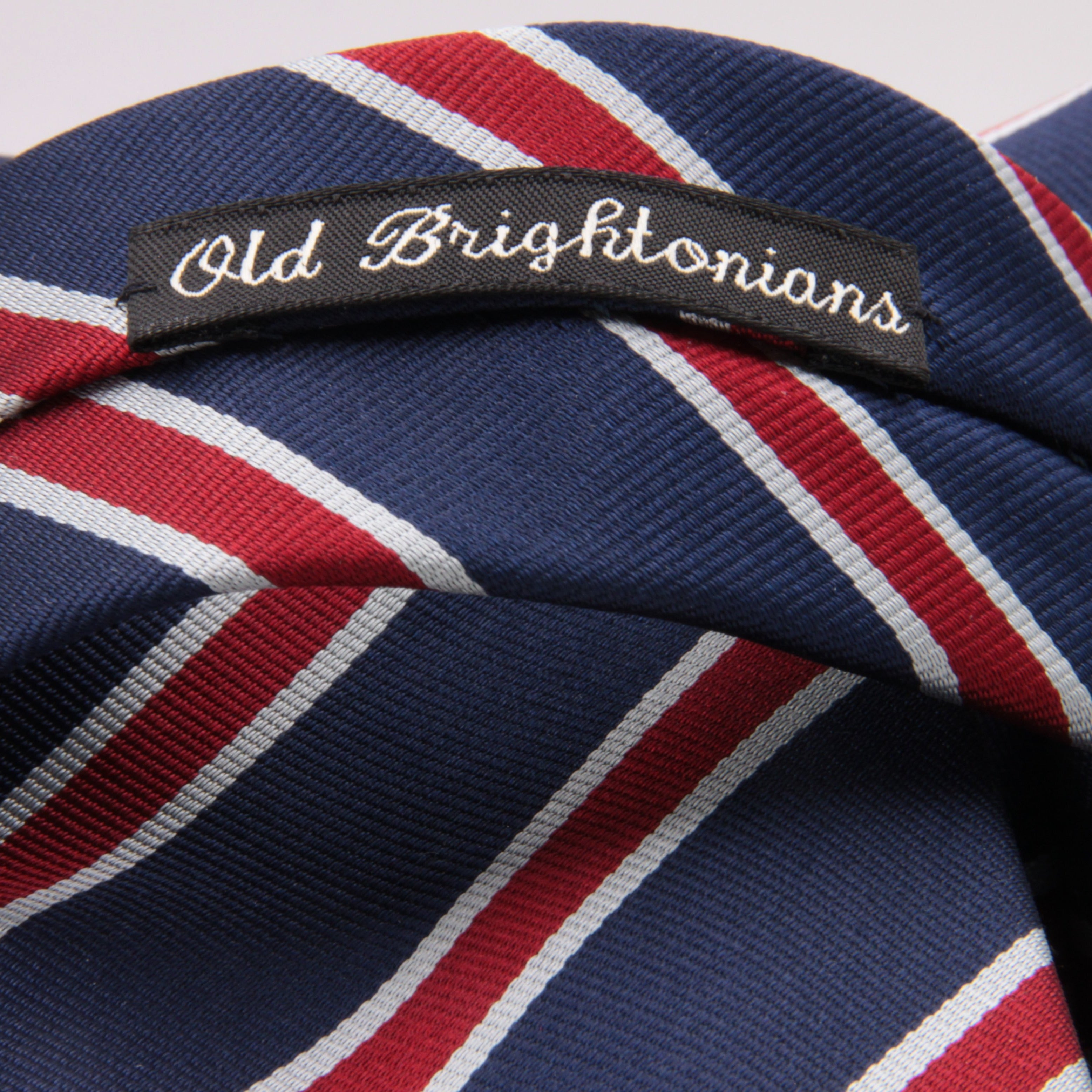 Holliday & Brown for Cruciani & Bella 100% Silk Jacquard  Regimental "Old Brightonians" Blue, Red and white stripes tie Handmade in Italy 8 cm x 150 cm #5121