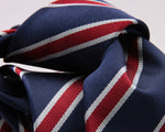 Holliday & Brown for Cruciani & Bella 100% Silk Jacquard  Regimental "Old Brightonians" Blue, Red and white stripes tie Handmade in Italy 8 cm x 150 cm #5121