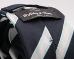 Holliday & Brown for Cruciani & Bella 100% Silk Jacquard  Regimental "Royal Observers Corps" Blue, Light Blue and White stripes tie Handmade in Italy 8 cm x 150 cm #5122