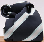 Holliday & Brown for Cruciani & Bella 100% Silk Jacquard  Regimental "Royal Observers Corps" Blue, Light Blue and White stripes tie Handmade in Italy 8 cm x 150 cm #5122
