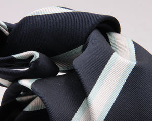 Holliday & Brown for Cruciani & Bella 100% Silk Jacquard  Regimental "Royal Observers Corps" Blue, Light Blue and White stripes tie Handmade in Italy 8 cm x 150 cm #5122