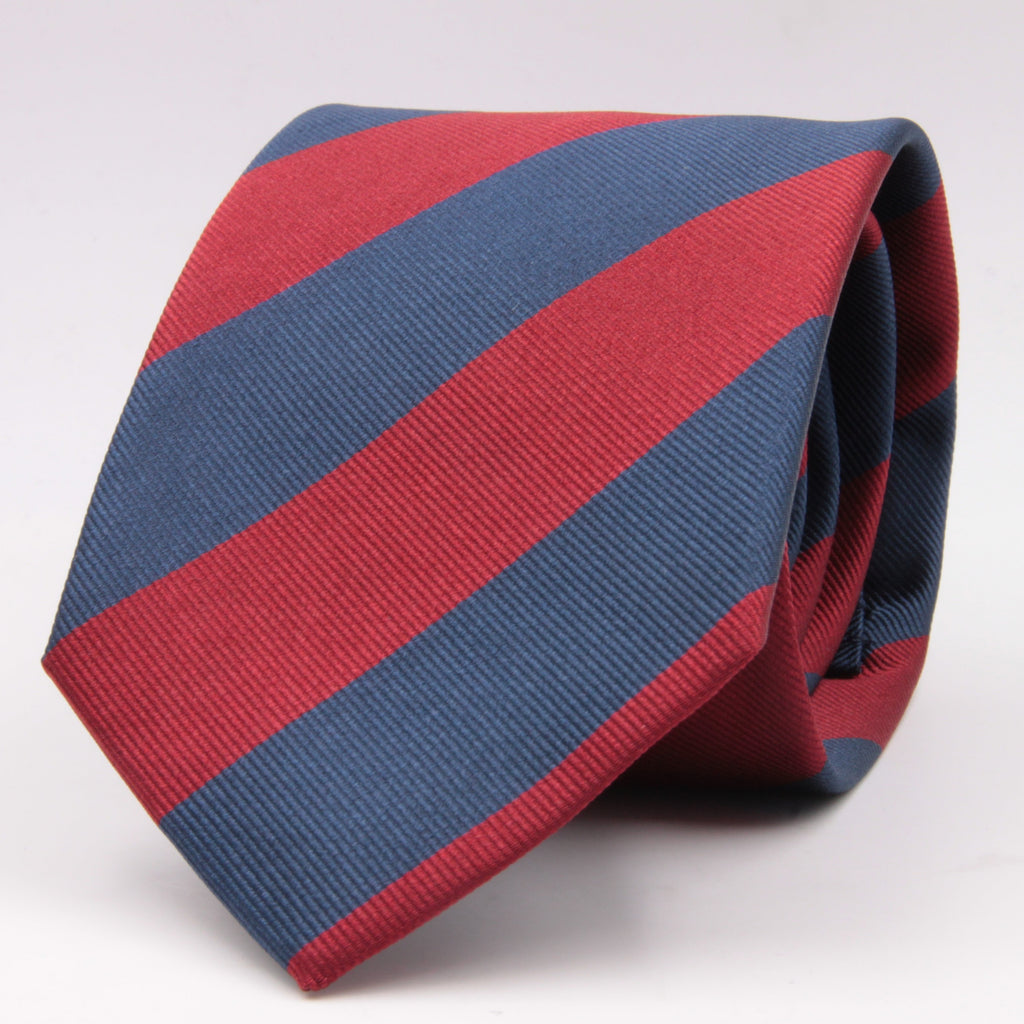 Holliday & Brown for Cruciani & Bella 100% Silk Jacquard  Regimental "Sidney Sussex College" Blue and Red stripes tie Handmade in Italy 8 cm x 150 cm #5123