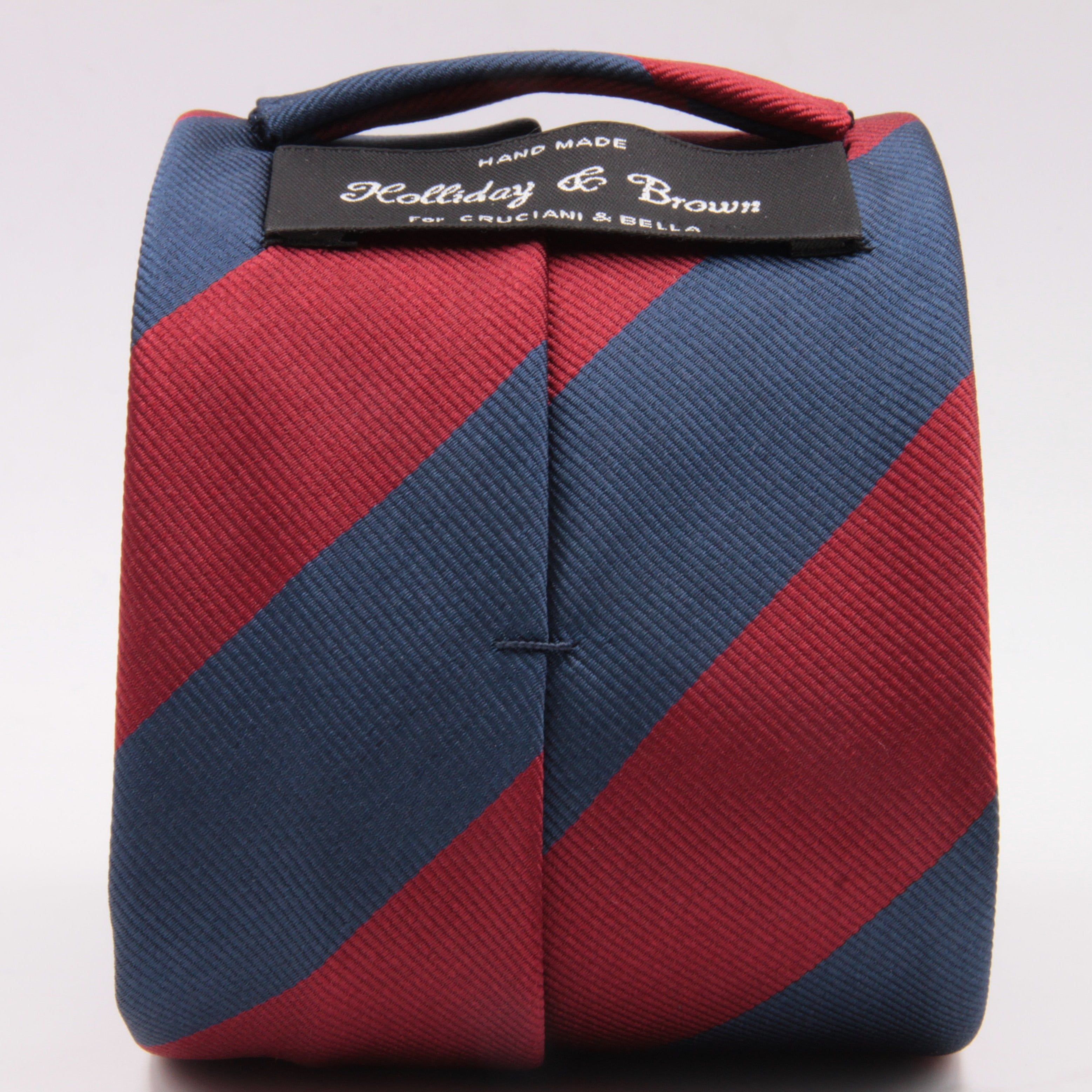 Holliday & Brown for Cruciani & Bella 100% Silk Jacquard  Regimental "Sidney Sussex College" Blue and Red stripes tie Handmade in Italy 8 cm x 150 cm #5123