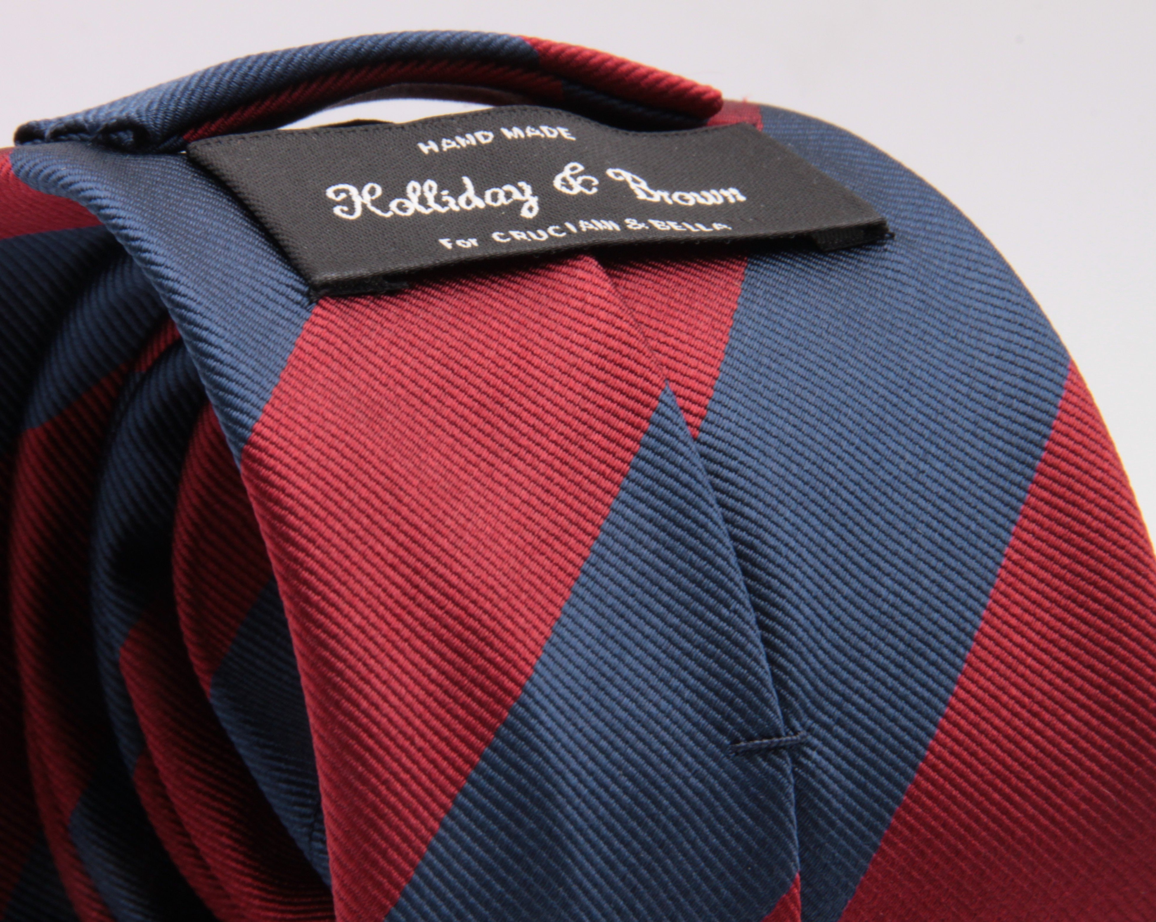 Holliday & Brown for Cruciani & Bella 100% Silk Jacquard  Regimental "Sidney Sussex College" Blue and Red stripes tie Handmade in Italy 8 cm x 150 cm #5123