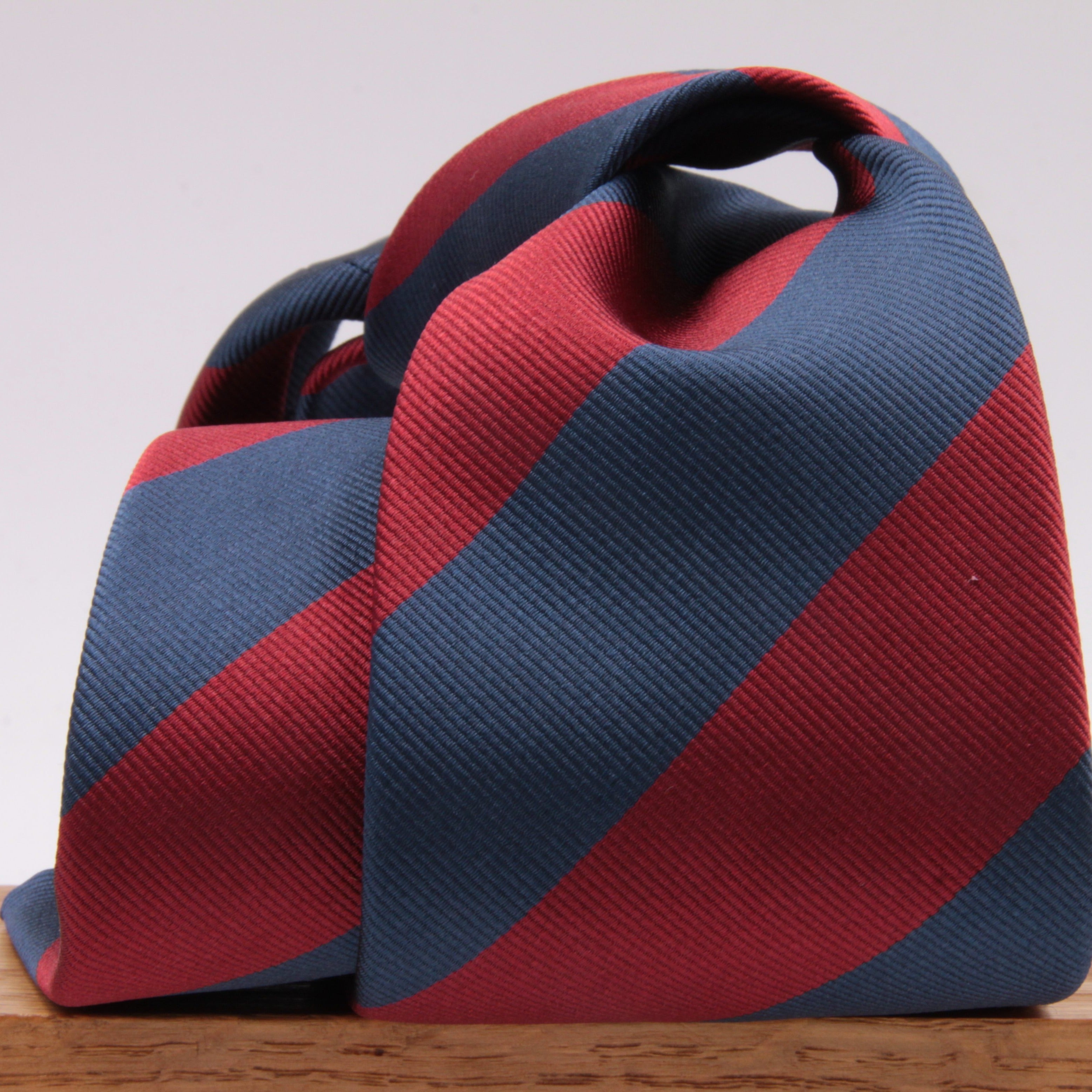 Holliday & Brown for Cruciani & Bella 100% Silk Jacquard  Regimental "Sidney Sussex College" Blue and Red stripes tie Handmade in Italy 8 cm x 150 cm #5123