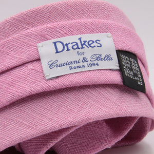 Drake's for Cruciani e Bella 100%  Tussah Silk Pink Unlined Tie Handmade in London, England 7 cm x 149 cm #5352