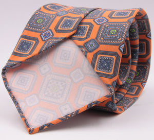 Cruciani & Bella 100% Mudder Silk Italian fabric Unlined Orange and Green unlined tie Handmade in Italy 8 cm x 150 cm #5558