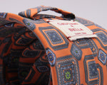 Cruciani & Bella 100% Mudder Silk Italian fabric Unlined Orange and Green unlined tie Handmade in Italy 8 cm x 150 cm #5558