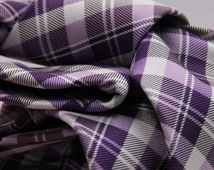 Cruciani & Bella 100% Woven Jacquard Silk Italian Fabric Self-Tipped Purple and White checked Tie Handmade in italy 8 x 150 cm #5618