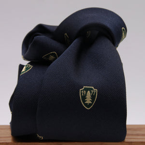 Drake's for Cruciani e Bella 100%  Woven Silk Tipped Blue, Green and Yellow Motif tie Handmade in London, England 8 cm x 150 cm #3652