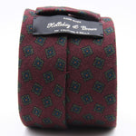 Holliday & Brown for Cruciani & Bella 100% Printed Wool  Tipped Wine, Green, Blue and Orange Motif Tie  Handmade in Italy 8 cm x 148 cm #5098