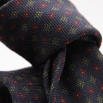 Holliday & Brown for Cruciani & Bella 100% Printed Wool  Tipped Blue, Red, Green and Yellow Motif TieMotif Tie  Handmade in Italy 8 cm x 148 cm #5822