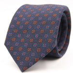 Holliday & Brown for Cruciani & Bella 100% Printed Wool  Tipped Blue, Brown and Wine Motif Tie Handmade in Italy 8 cm x 148 cm #5094