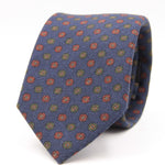 Holliday & Brown for Cruciani & Bella 100% Printed Wool  Tipped Blue, Brown and Green Motif Tie Handmade in Italy 8 cm x 148 cm #5489