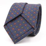 Holliday & Brown for Cruciani & Bella 100% Printed Wool  Tipped Blue, Brown and Green Motif Tie Handmade in Italy 8 cm x 148 cm #5489