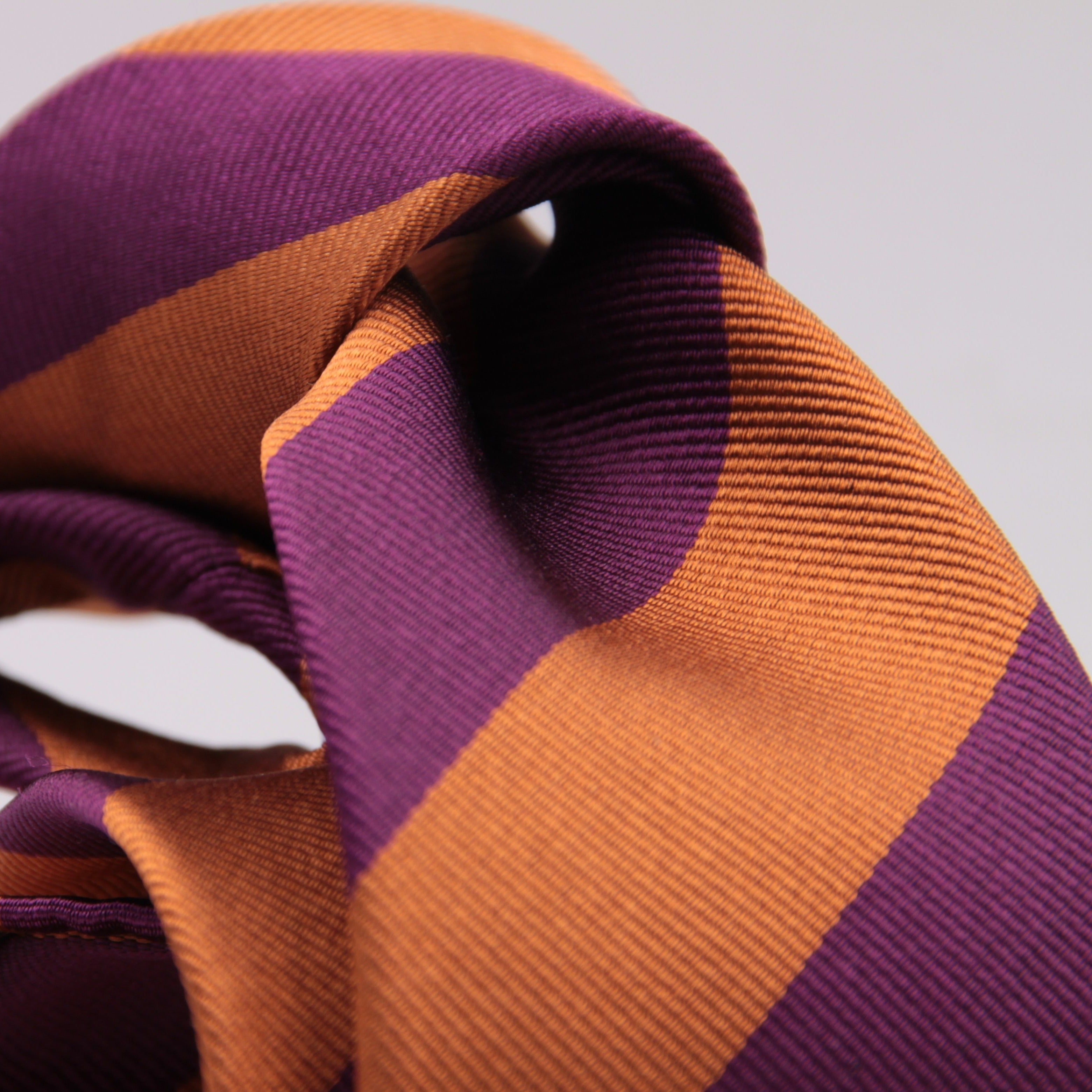 Cruciani & Bella 100% Silk Slim Shape Jacquard  Unlined Regimental "1st Battalion Northumberland Fusiliers" Fucsia and Orange stripes tie Handmade in Italy 8 cm x 150 cm #6154