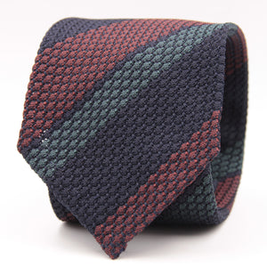 Cruciani & Bella 100% Silk Garza Grossa Woven in Italy Unlined Hand rolled blades Blue, Wine and Light Blue Handmade in Italy 8 cm x 150 cm #6102