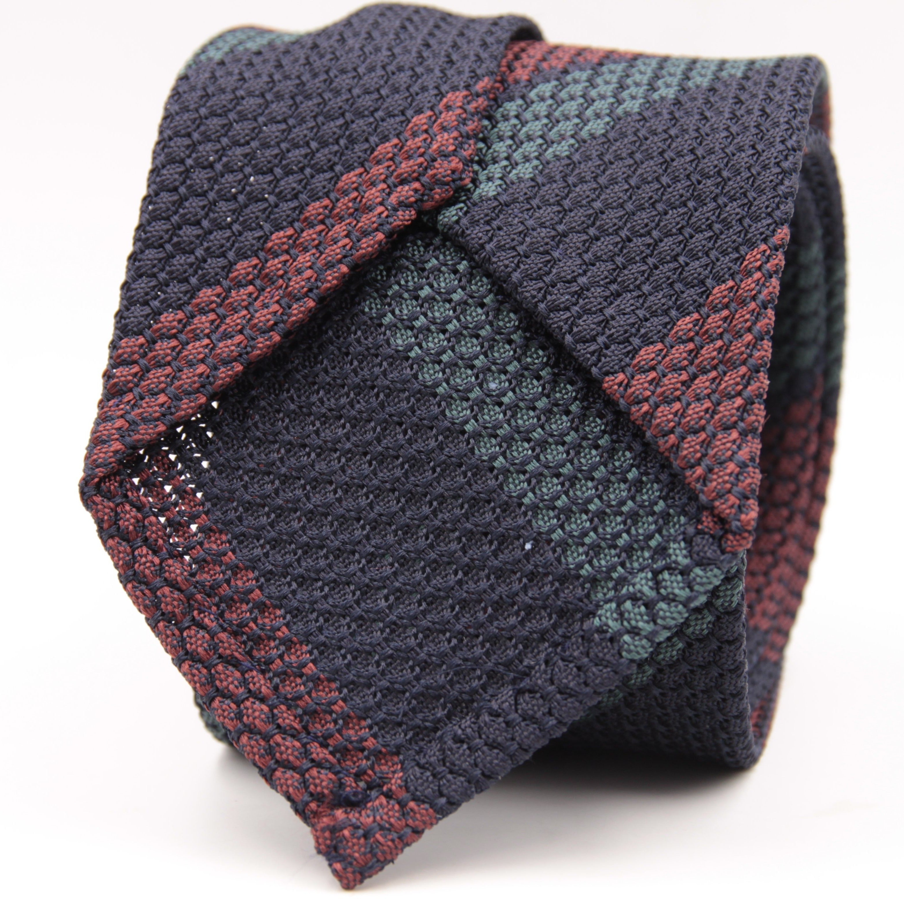 Cruciani & Bella 100% Silk Garza Grossa Woven in Italy Unlined Hand rolled blades Blue, Wine and Light Blue Handmade in Italy 8 cm x 150 cm #6102