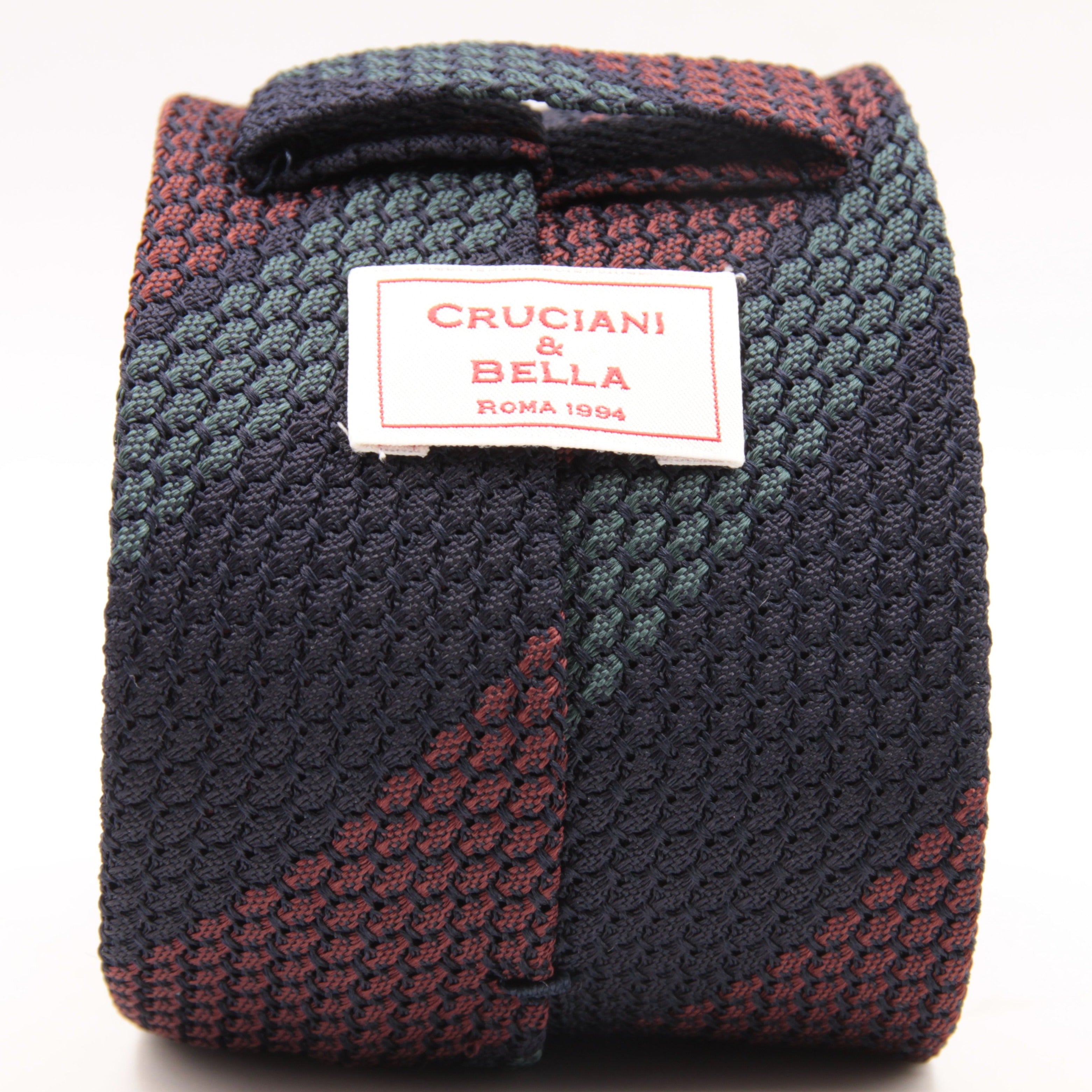 Cruciani & Bella 100% Silk Garza Grossa Woven in Italy Unlined Hand rolled blades Blue, Wine and Light Blue Handmade in Italy 8 cm x 150 cm #6102