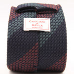 Cruciani & Bella 100% Silk Garza Grossa Woven in Italy Unlined Hand rolled blades Blue, Wine and Light Blue Handmade in Italy 8 cm x 150 cm #6102