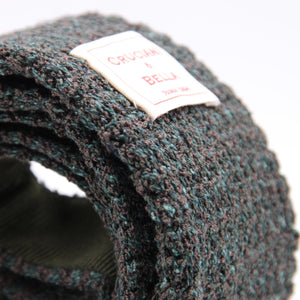 Cruciani & Bella 50% Silk - 50% Wool Green and Brown knitted tie Handmade in Italy 6 cm x 148 cm #6085
