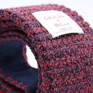 Cruciani & Bella 50% Silk - 50% Wool Red and Blue knitted tie Handmade in Italy 6 cm x 148 cm #6086