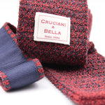 Cruciani & Bella 50% Silk - 50% Wool Red and Blue knitted tie Handmade in Italy 6 cm x 148 cm #6086