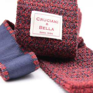 Cruciani & Bella 50% Silk - 50% Wool Red and Blue knitted tie Handmade in Italy 6 cm x 148 cm #6086