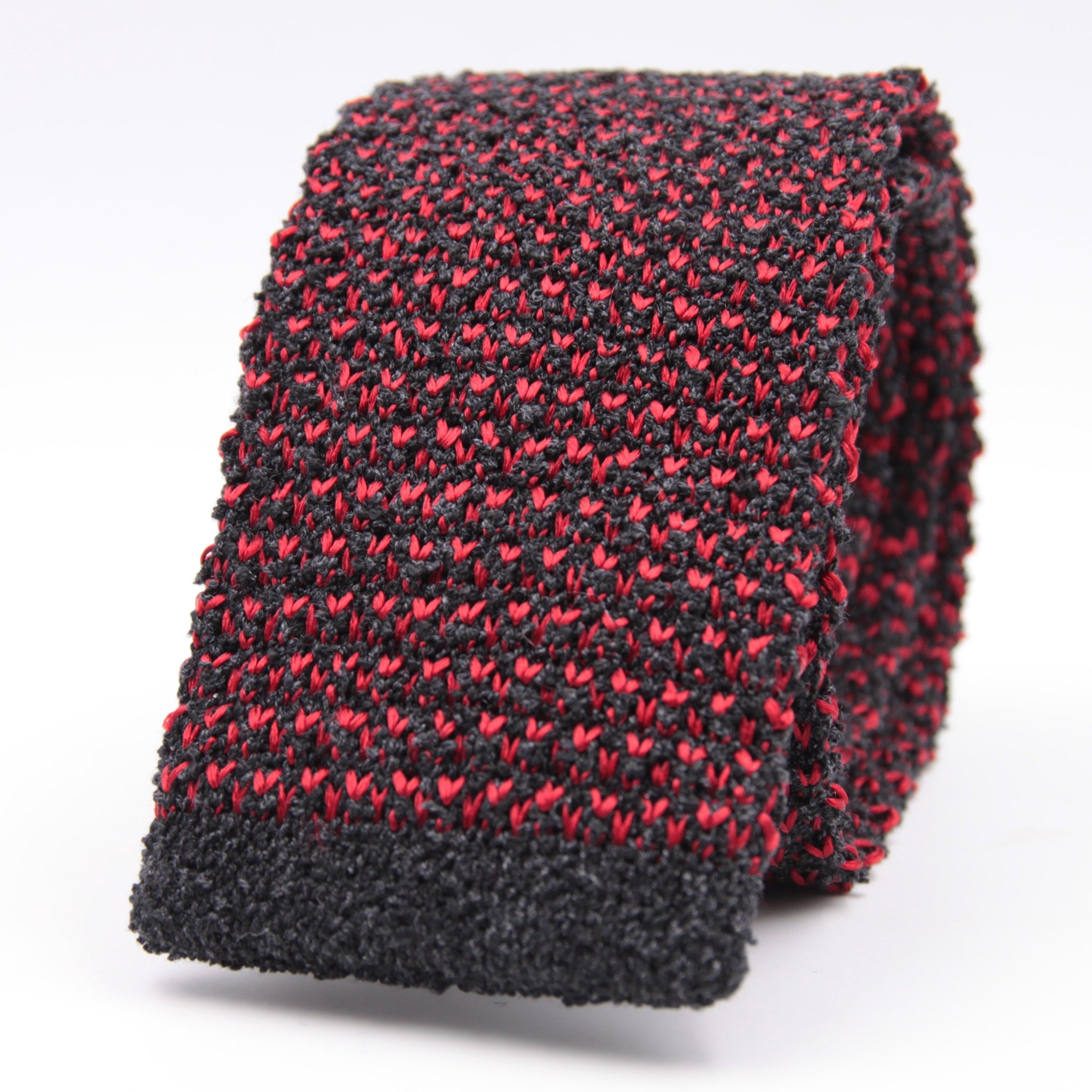 Cruciani & Bella 100% Silk Red and Dark Grey knitted tie Handmade in Italy 6 cm x 147 cm #6092